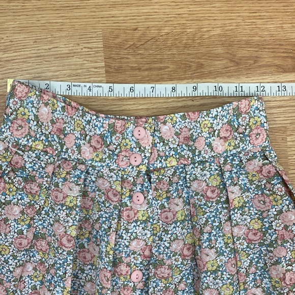 Vintage Floral Midi Pleated Skirt Button-up Closure - Picture 4 of 11